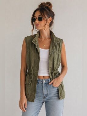Current/Elliott The Leisure Vest | Army Green Utility Vest | Size 2 (M) | NWOT